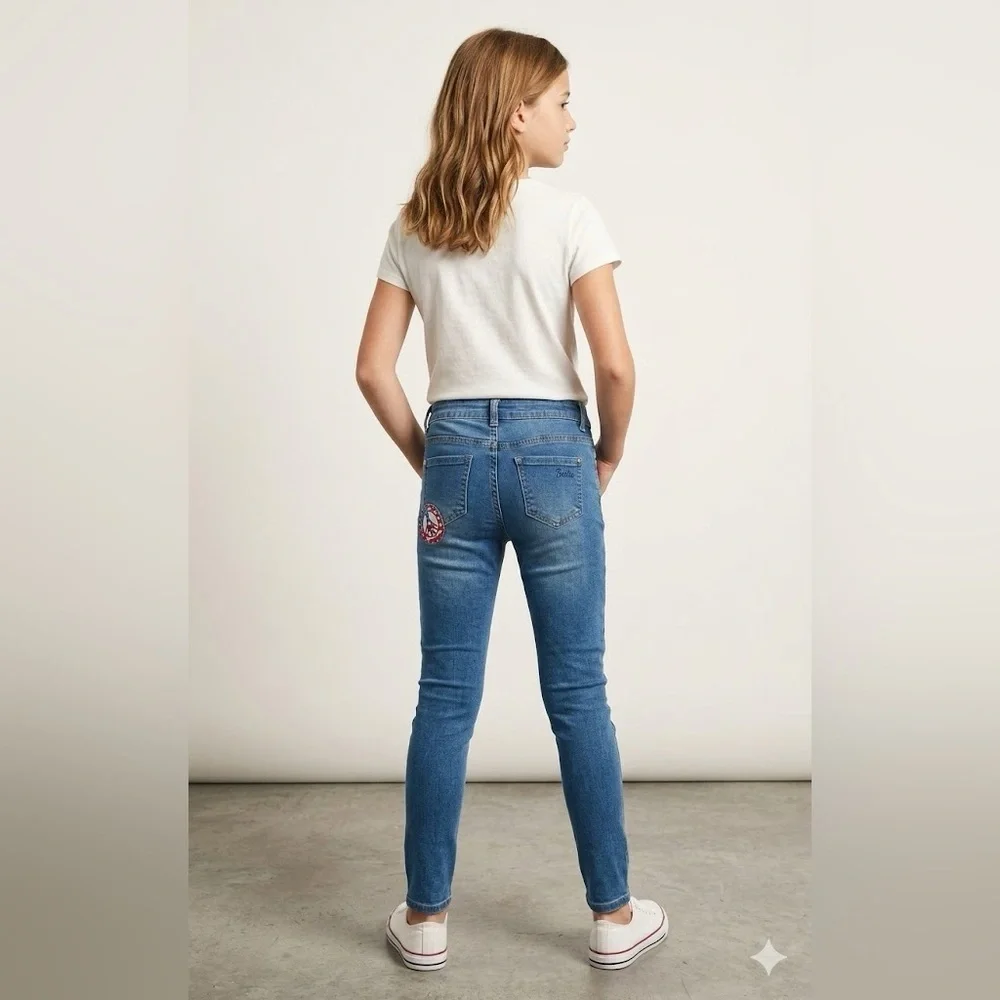 Butter Blue Skinny Jeans with Distressed Details Girls